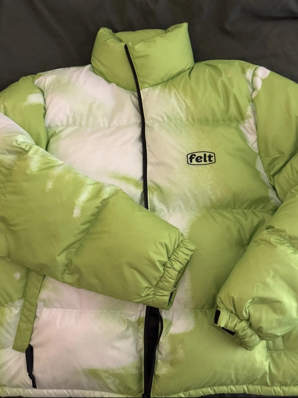 For Every Living Thing (Felt) Lime & White Puffer Jacket Size Medium *See Photos